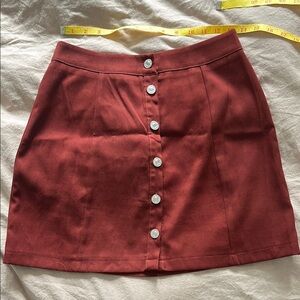 Rust Button-Front Mini Skirt